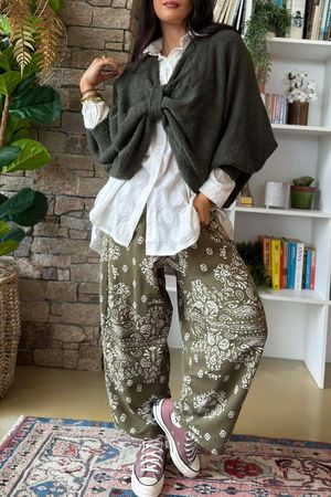 Big Softie Batwing Or Butterfly Knit Deep Khaki /6=